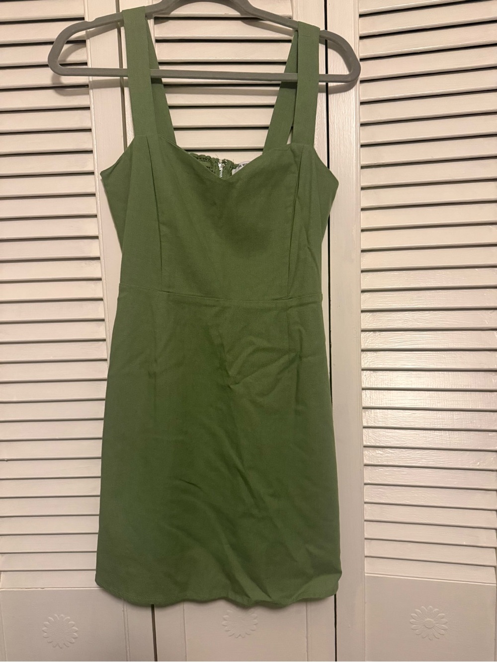 Workshop Republic Clothing Olive Green Mini Dress with Wide Straps